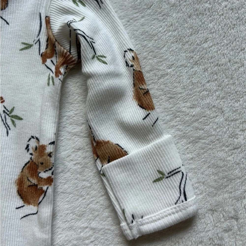 NWT NEW! Carter's White & Tan Koala Print Baby One Piece Footie Sleeper 3-6 mo